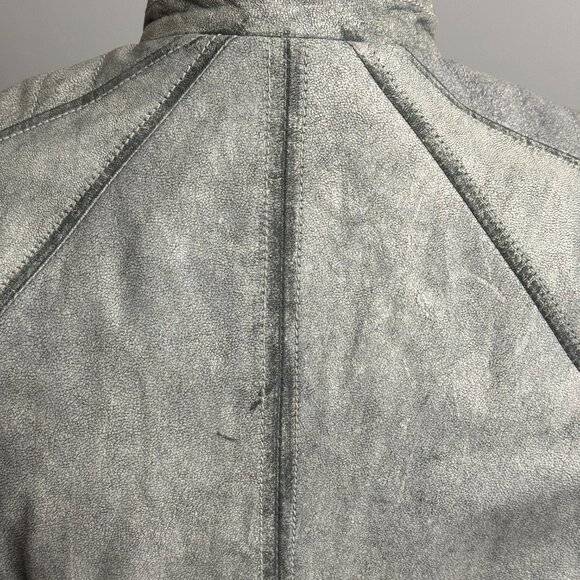 Hugo Boss Orange Genuine Leather Womens Biker Jacket in Silver/Grey - Picture 8 of 16
